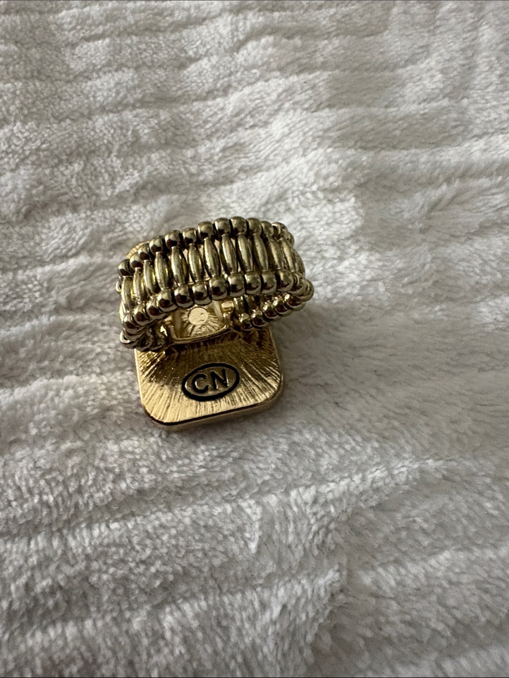 Gold-Tone Red Rectangular Statement Ring - Picture 2 of 2